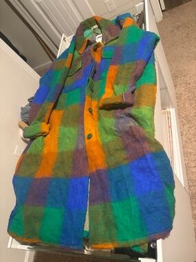 Colorblock Wool Blend Trench Coat - Multicolor